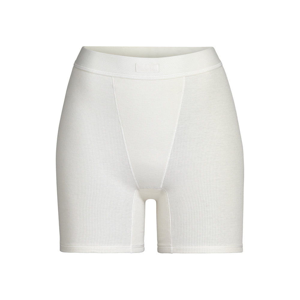 Skims COTTON RIB Boxer Shorts Wit | 10UZMRIBG
