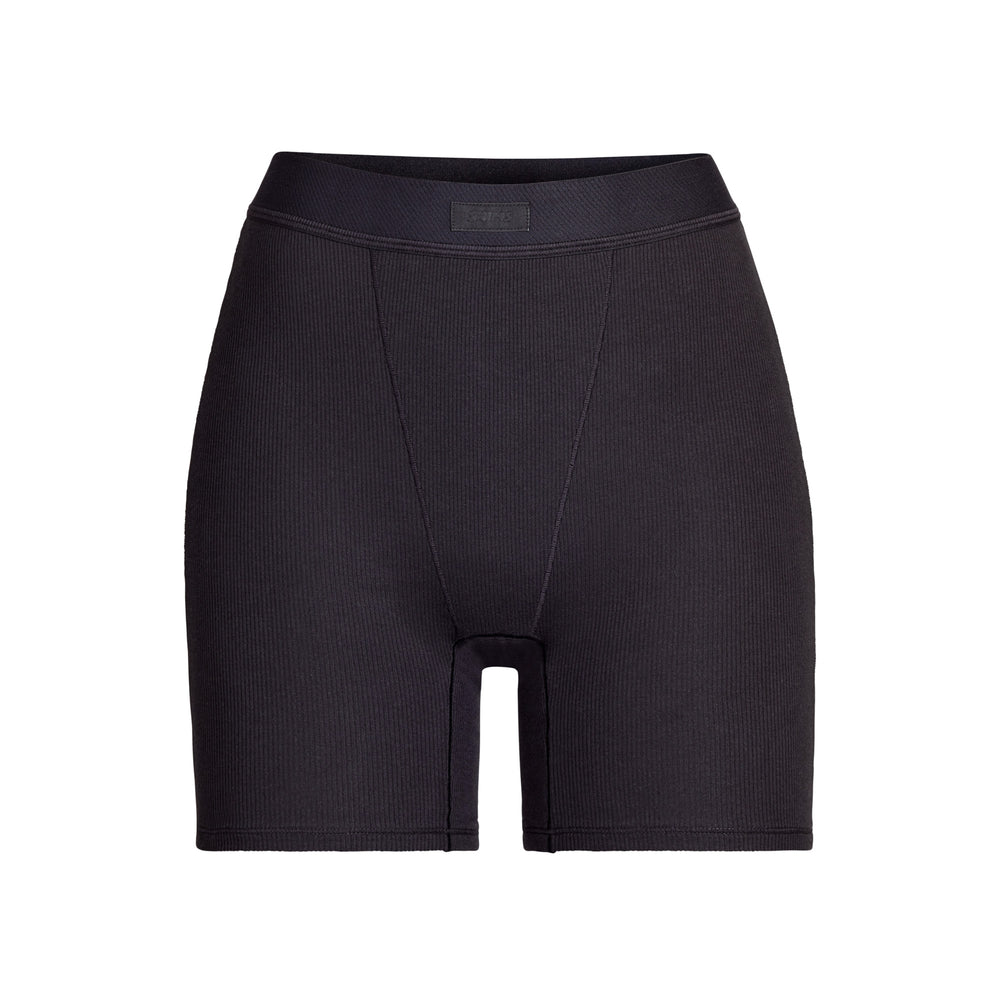 Skims COTTON RIB Boxer Shorts Zwart | 76OVSENJC