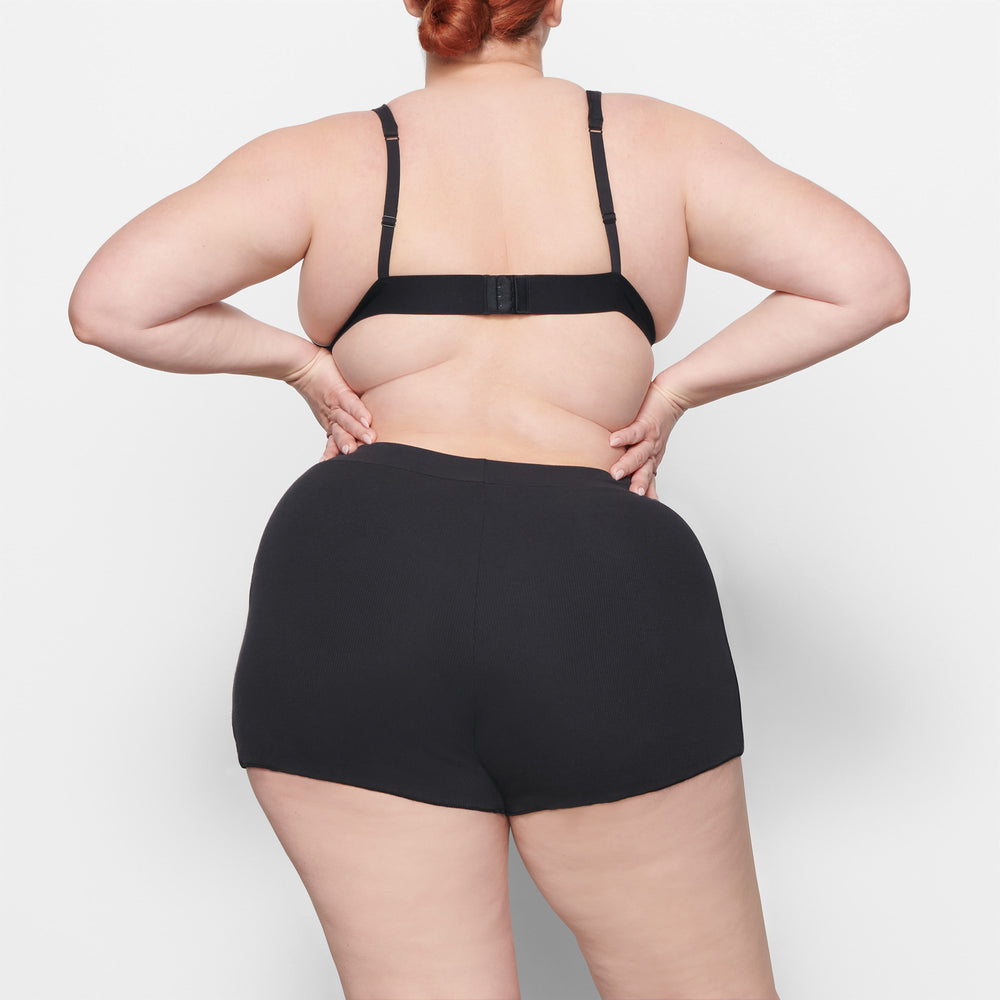 Skims COTTON RIB DRAWSTRING Korte Broek Zwart | 93RHBYJPL