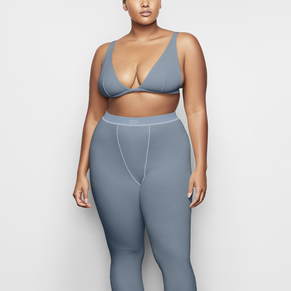Skims COTTON RIB Leggings Blauw | 02GYCWKNB