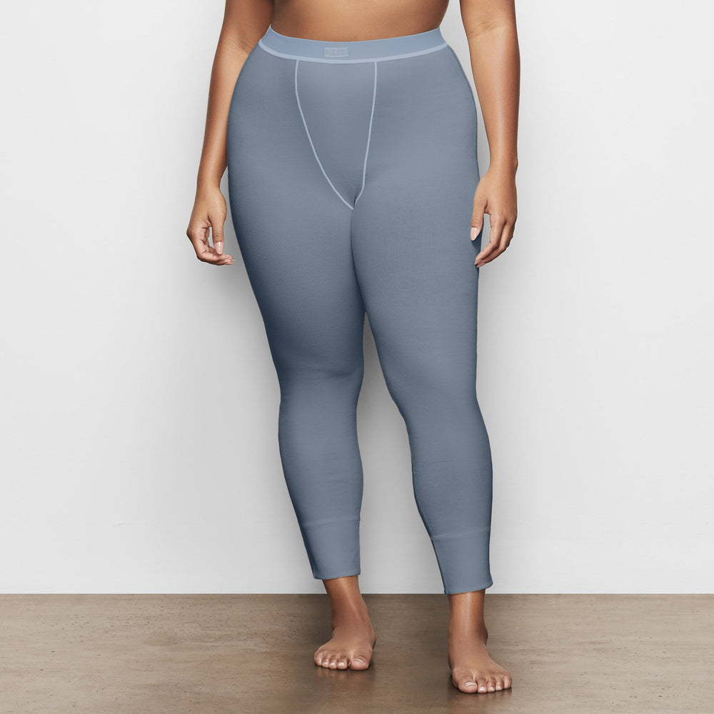 Skims COTTON RIB Leggings Blauw | 02GYCWKNB