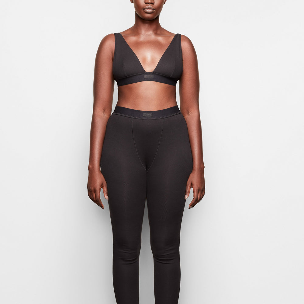 Skims COTTON RIB Leggings Zwart | 02XTCJLYM