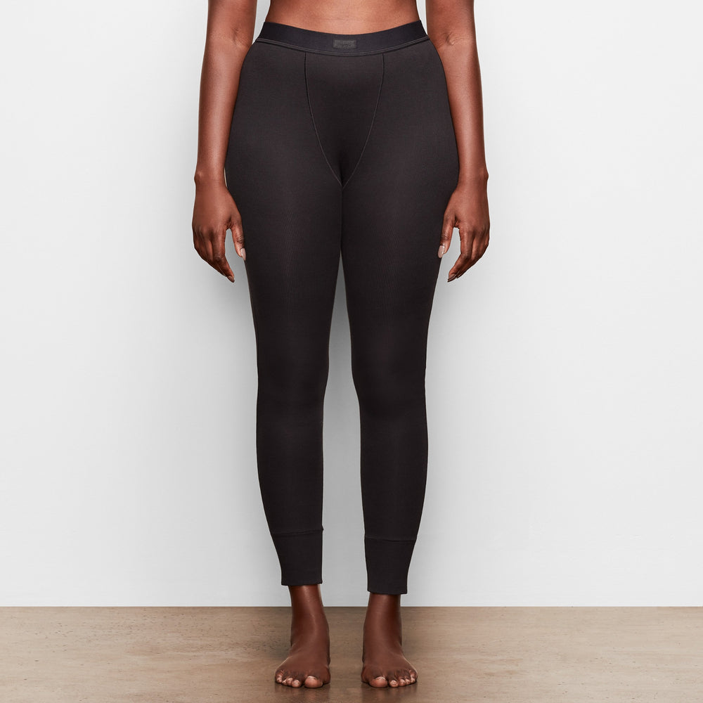 Skims COTTON RIB Leggings Zwart | 02XTCJLYM