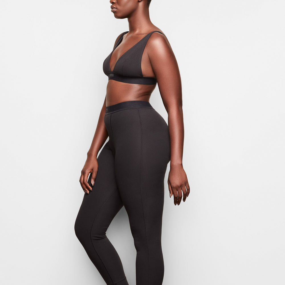 Skims COTTON RIB Leggings Zwart | 02XTCJLYM