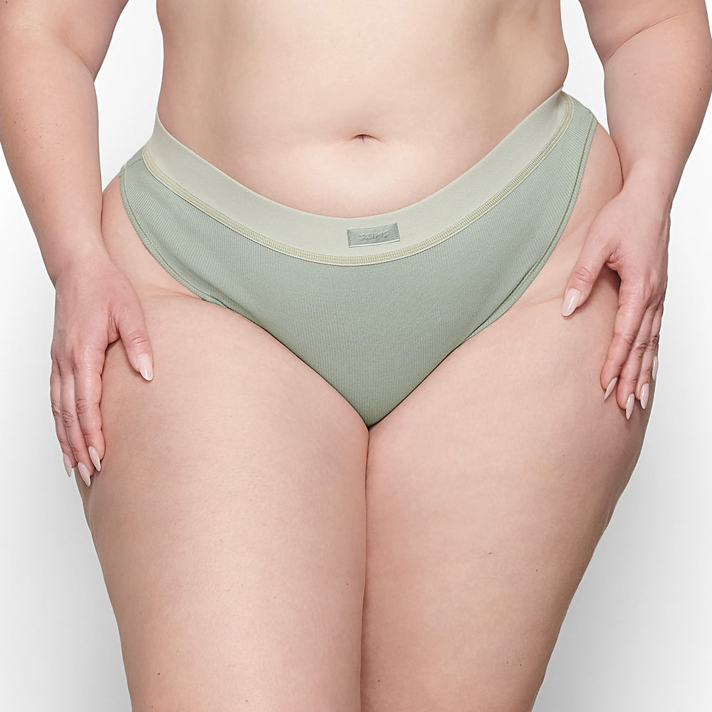 Skims COTTON RIB MID RISE Brief Blauw | 57PDTXUSO