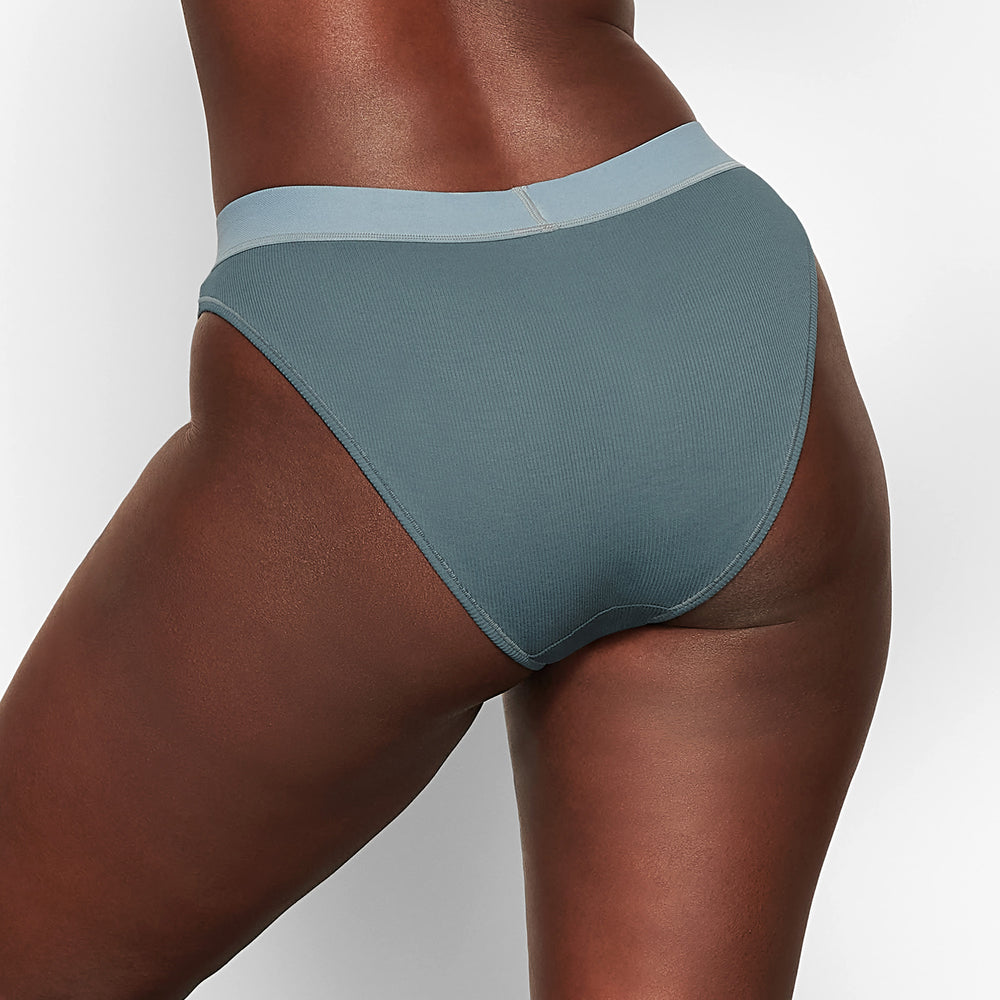 Skims COTTON RIB MID RISE Brief Blauw | 91CVDAYON