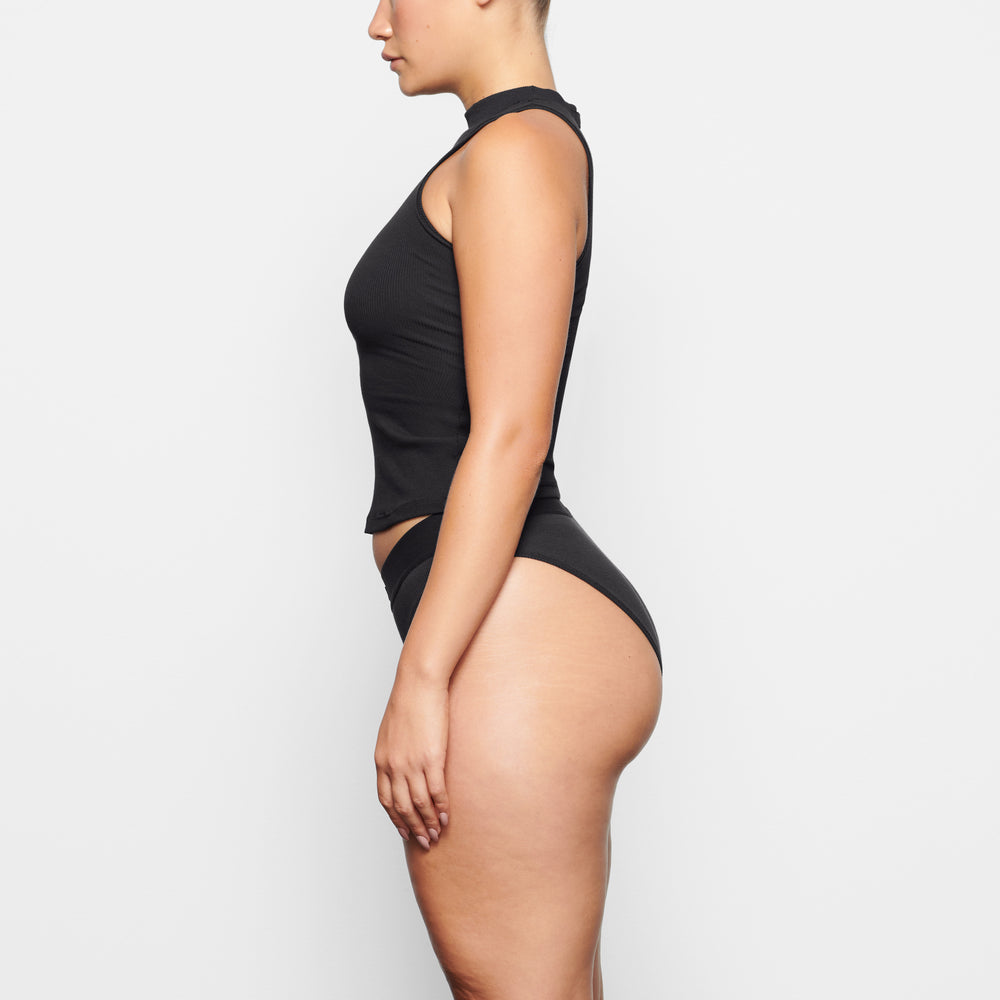 Skims COTTON RIB MID RISE Brief Zwart | 62TGFHWZK