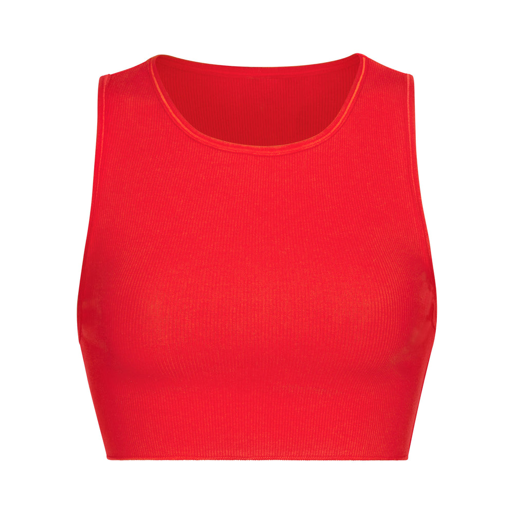 Skims COTTON RIB SUPER CROP Tank Rood | 18JGNZWFD