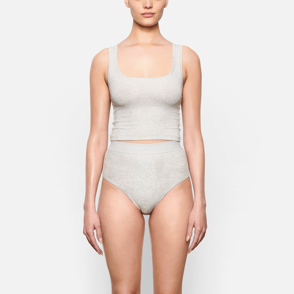 Skims COTTON RIB Tank Lichtgrijs | 67JULMIQT