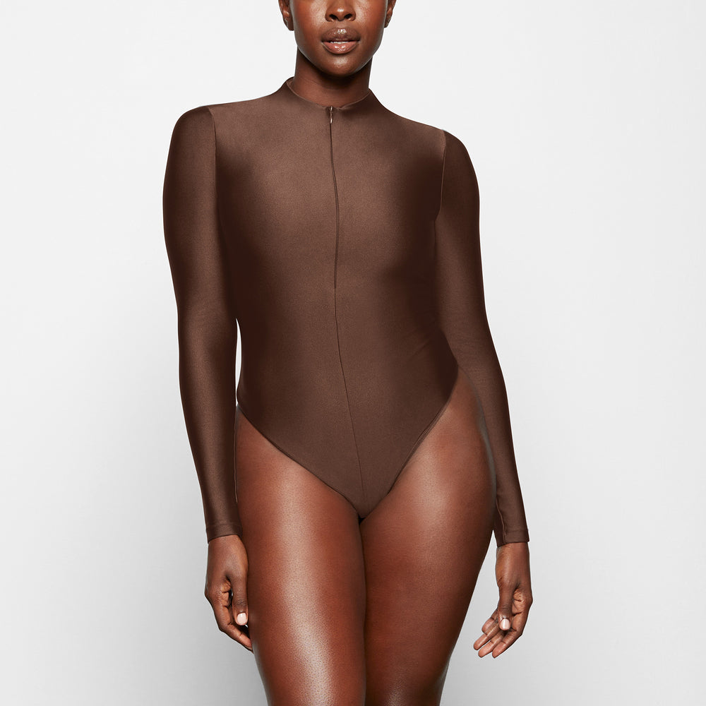 Skims DISCO Long Sleeve Bodysuit Chocola | 48INVPGUW