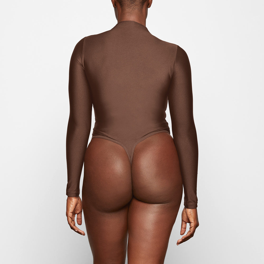 Skims DISCO Long Sleeve Bodysuit Chocola | 48INVPGUW