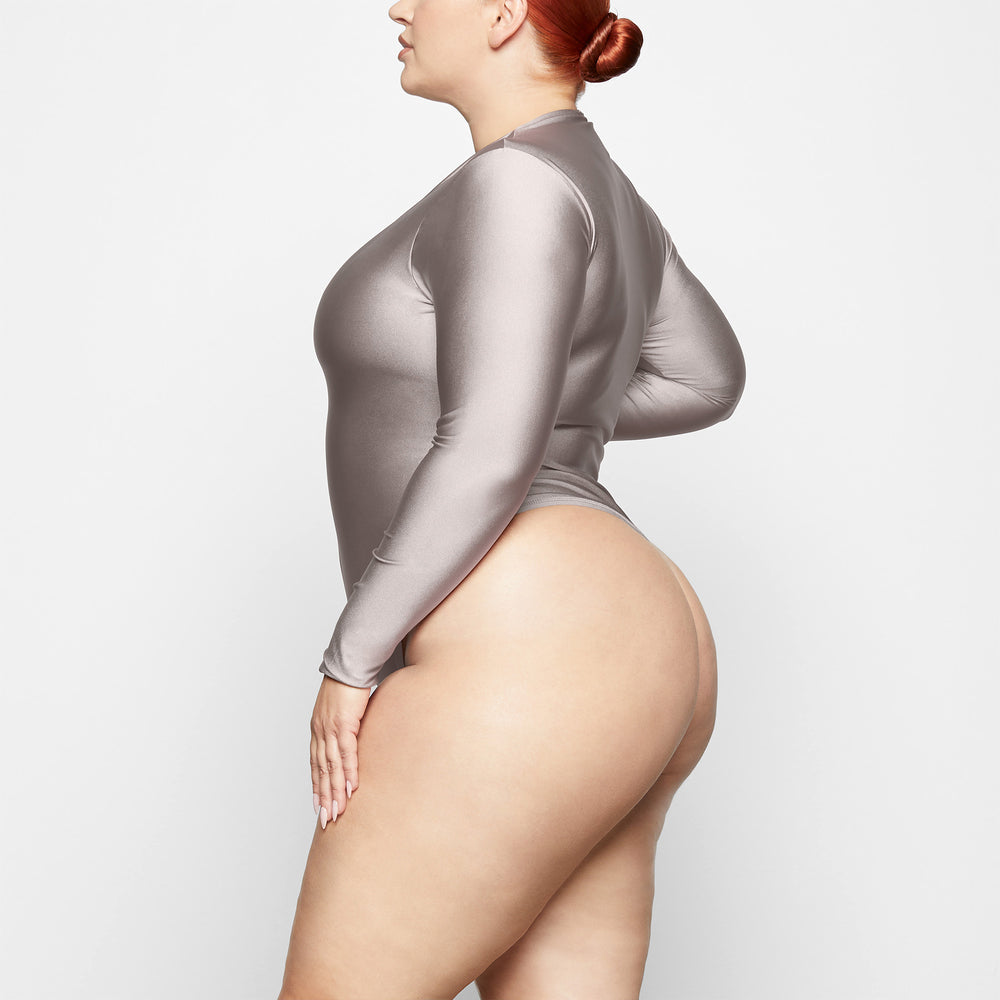 Skims DISCO Long Sleeve Bodysuit Zilver | 68CTEAGLJ