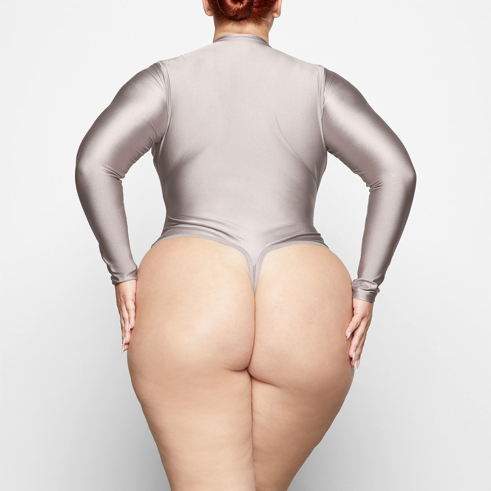 Skims DISCO Long Sleeve Bodysuit Zilver | 68CTEAGLJ