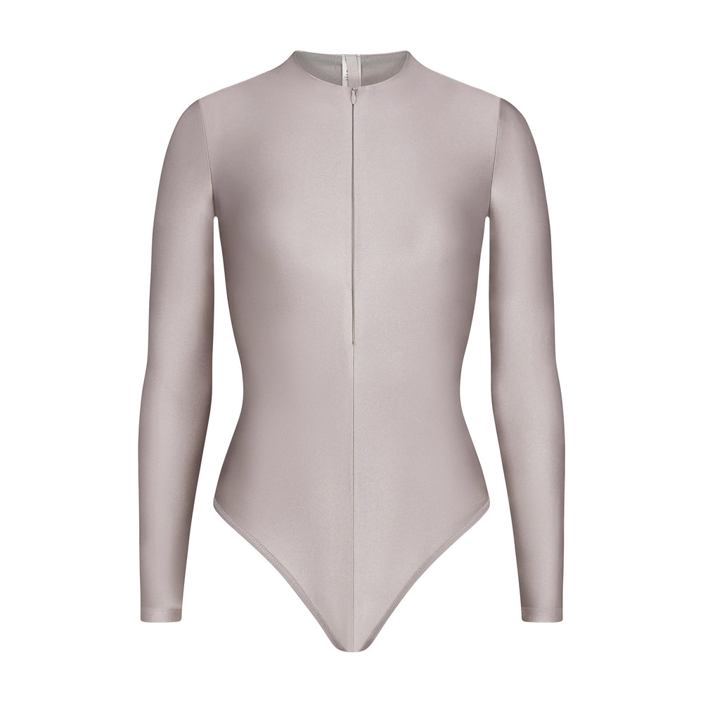 Skims DISCO Long Sleeve Bodysuit Zilver | 68CTEAGLJ