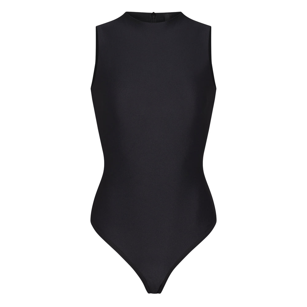 Skims DISCO SLEEVELESS Mock Neck Bodysuit Zwart | 13GYXOIUV