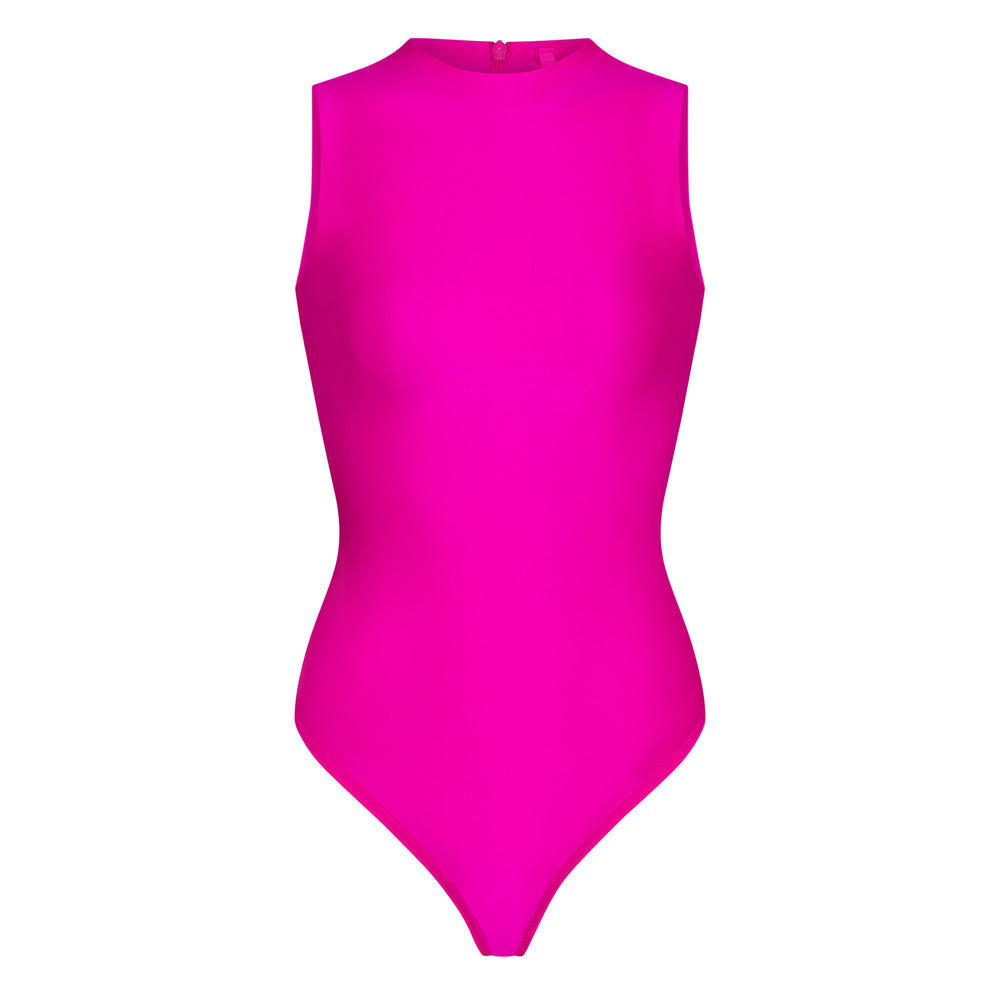 Skims DISCO SLEEVELESS Mock Neck Bodysuit Fuchsie | 43XYBFWRI