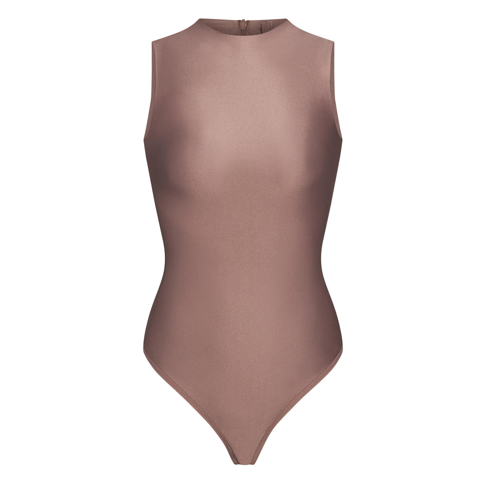 Skims DISCO SLEEVELESS Mock Neck Bodysuit Bruin | 76FYVCDHL
