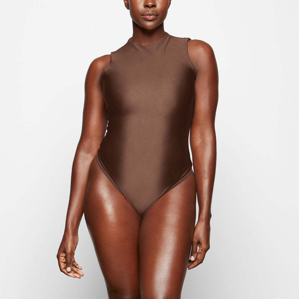 Skims DISCO SLEEVELESS Mock Neck Bodysuit Chocola | 79MDSCYFQ
