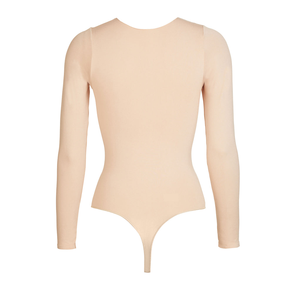 Skims ESSENTIAL CREW NECK Long Sleeve Bodysuit Bruin Grijs | 10YKSZDWB