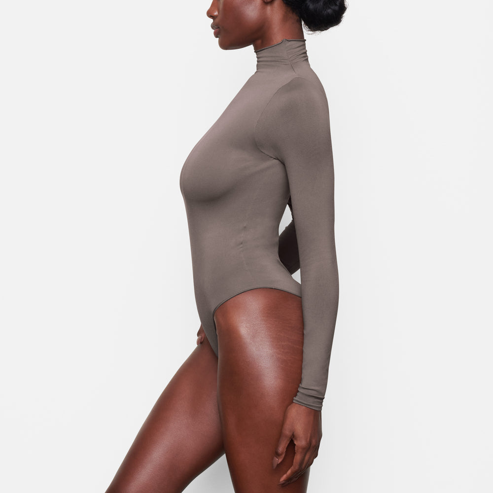Skims ESSENTIAL MOCK NECK Long Sleeve Bodysuit Paars Grijs | 16JOSVDMZ