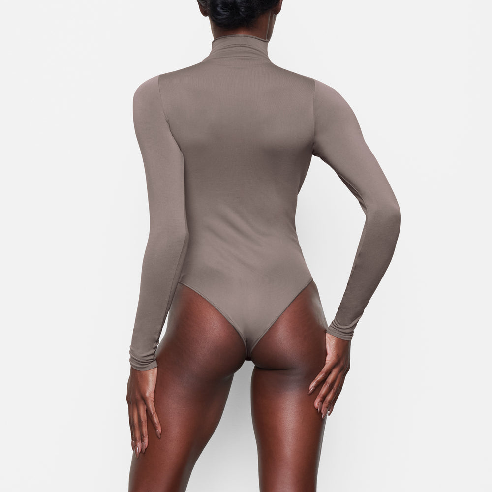 Skims ESSENTIAL MOCK NECK Long Sleeve Bodysuit Paars Grijs | 16JOSVDMZ