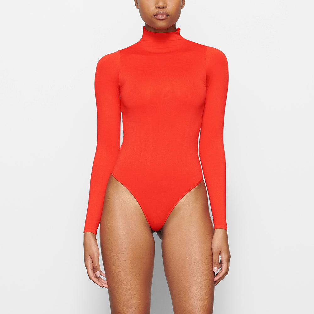 Skims ESSENTIAL MOCK NECK Long Sleeve Bodysuit Rood | 30KWAXNHQ