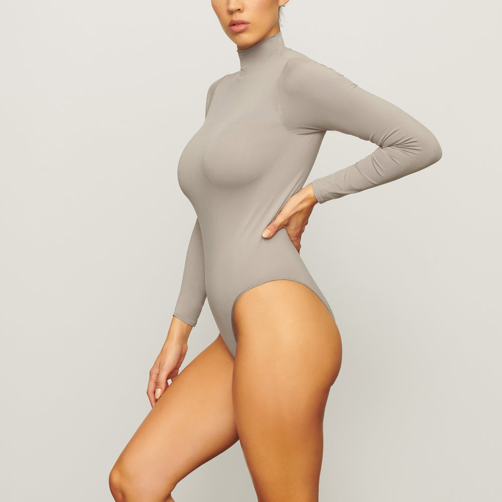 Skims ESSENTIAL MOCK NECK Long Sleeve Bodysuit Grijs | 43YXAQCJR