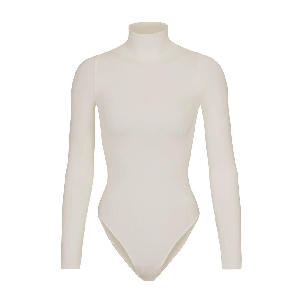 Skims ESSENTIAL MOCK NECK Long Sleeve Bodysuit Wit | 71ZKFAJEN