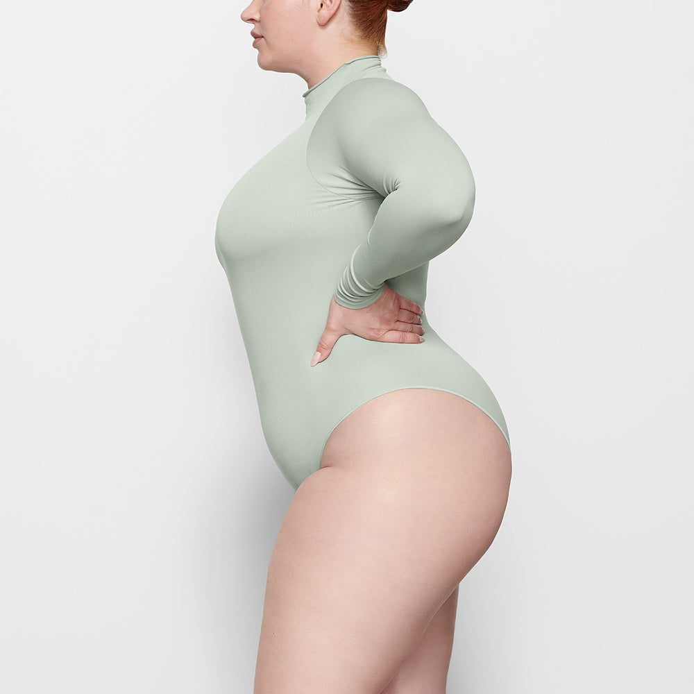 Skims ESSENTIAL MOCK NECK Long Sleeve Bodysuit Lichtgroen | 97OPFDTAV