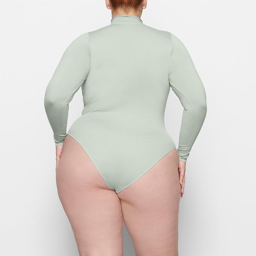 Skims ESSENTIAL MOCK NECK Long Sleeve Bodysuit Lichtgroen | 97OPFDTAV