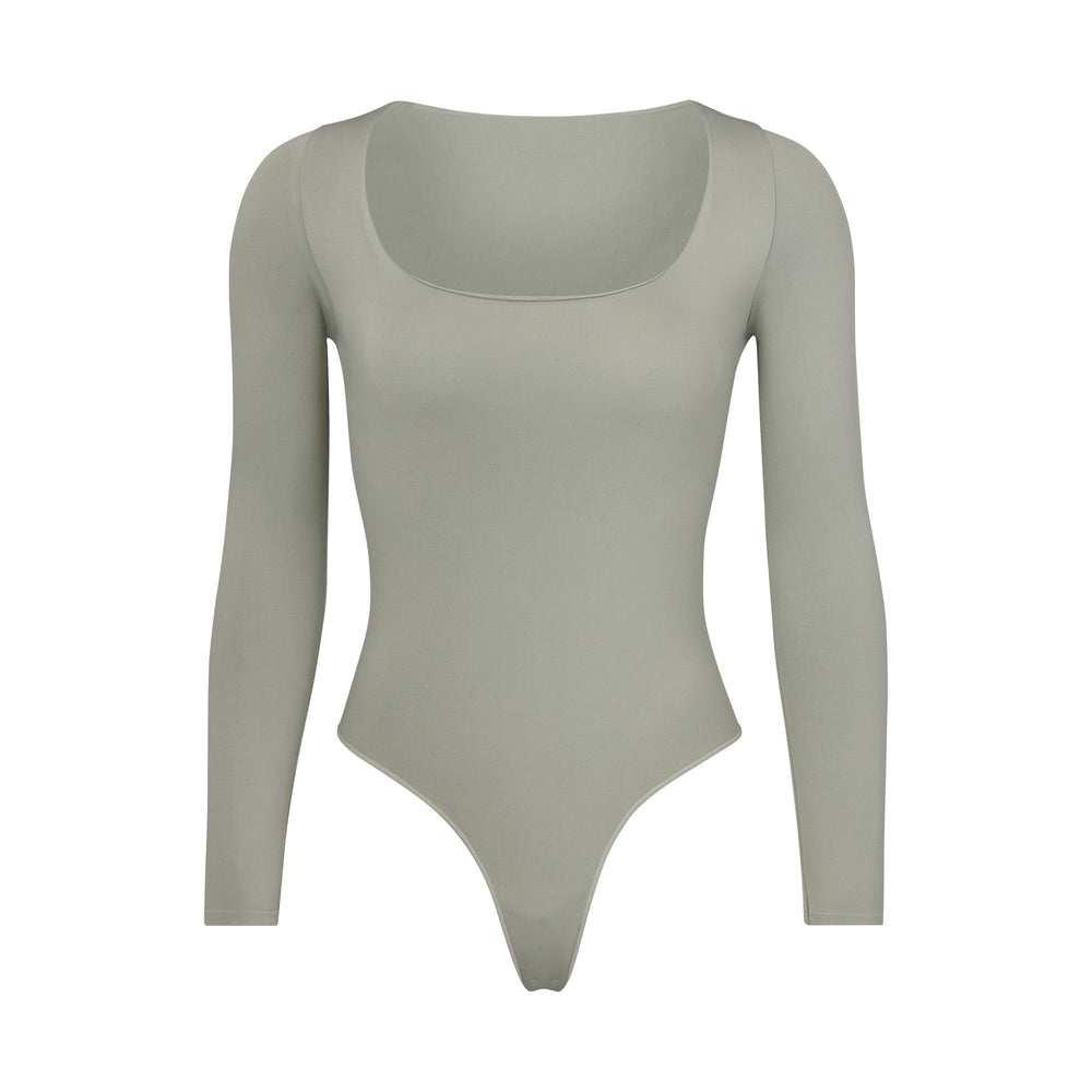 Skims ESSENTIAL SCOOP NECK Long Sleeve Bodysuit Lichtgroen | 26YTBUJDS