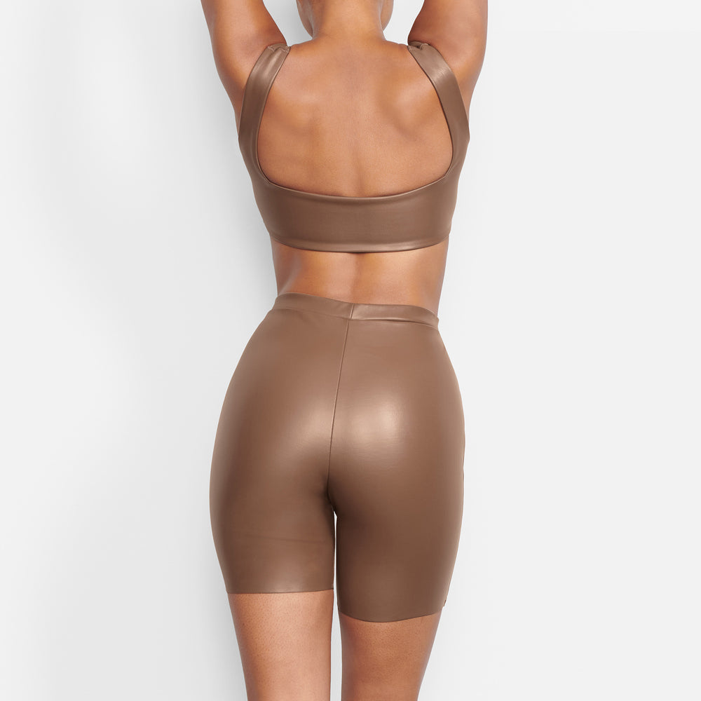 Skims FAUX LEATHER BIKER Korte Broek Bruin | 29CKOMSUH