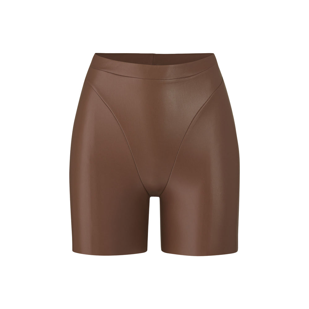 Skims FAUX LEATHER BIKER Korte Broek Bruin | 29CKOMSUH
