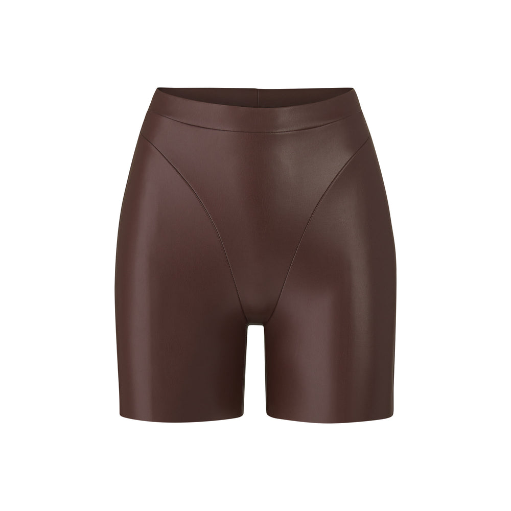 Skims FAUX LEATHER BIKER Korte Broek Chocola | 97IRFDNTO