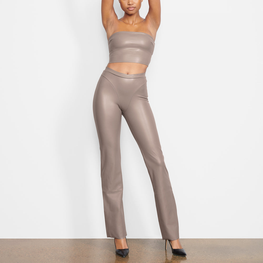 Skims FAUX LEATHER BOOT CUT Broek Zilver | 76YEUOXLZ