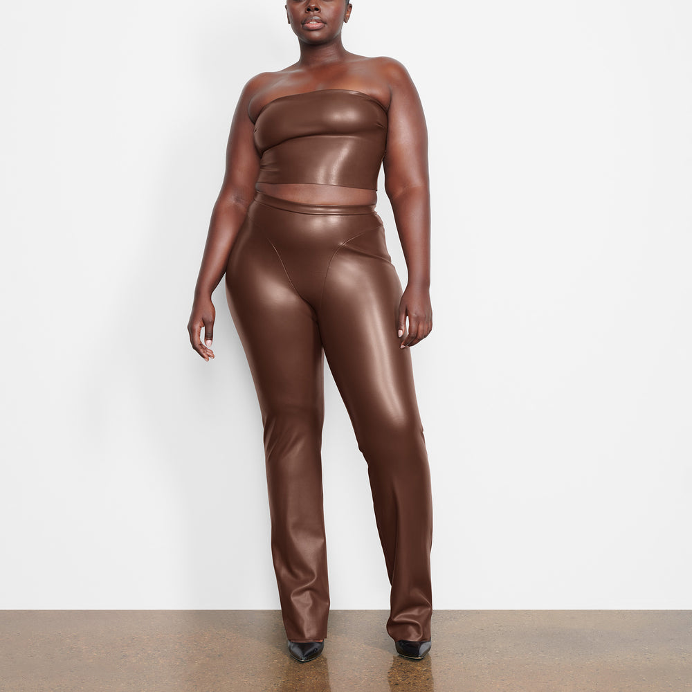 Skims FAUX LEATHER Bandeau Top Chocola | 39OJXPZBM