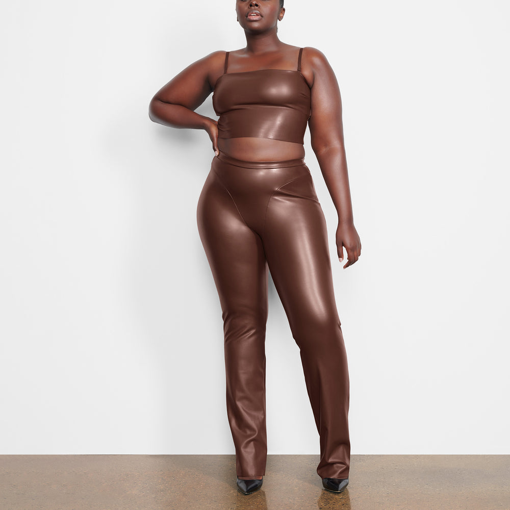 Skims FAUX LEATHER Bandeau Top Chocola | 39OJXPZBM