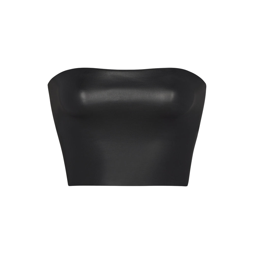 Skims FAUX LEATHER Bandeau Top Zwart | 24FWKXVDU