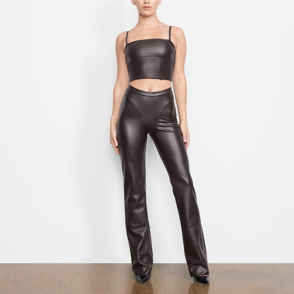 Skims FAUX LEATHER Bandeau Top Zwart | 34GAQSRMJ