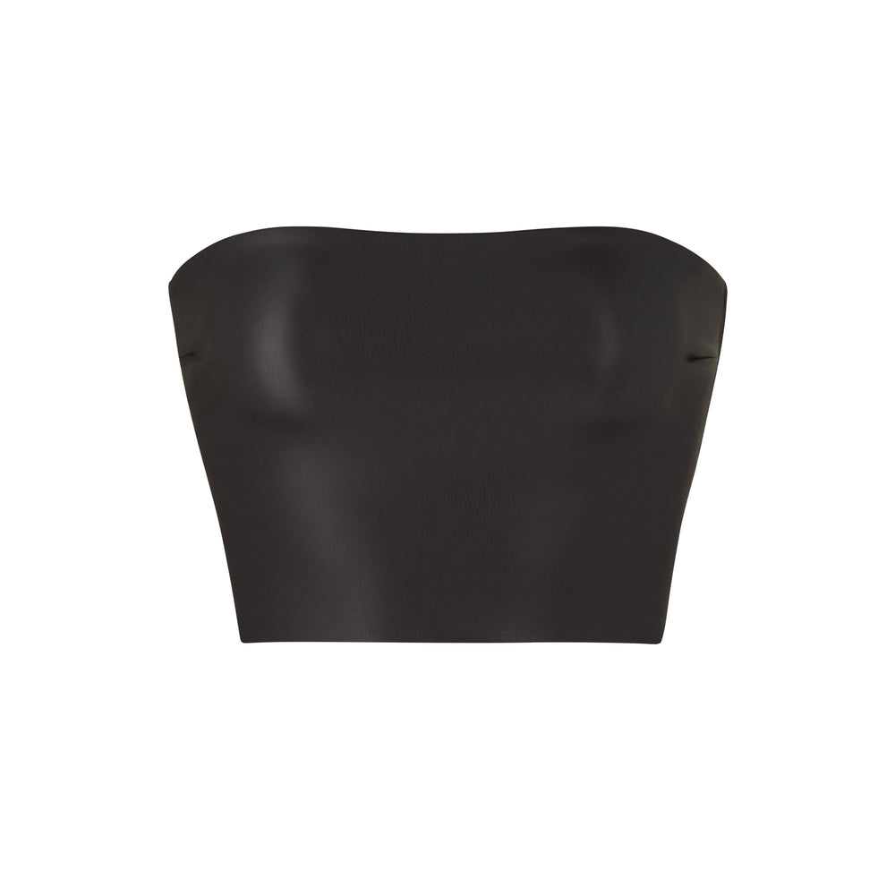 Skims FAUX LEATHER Bandeau Top Zwart | 34GAQSRMJ