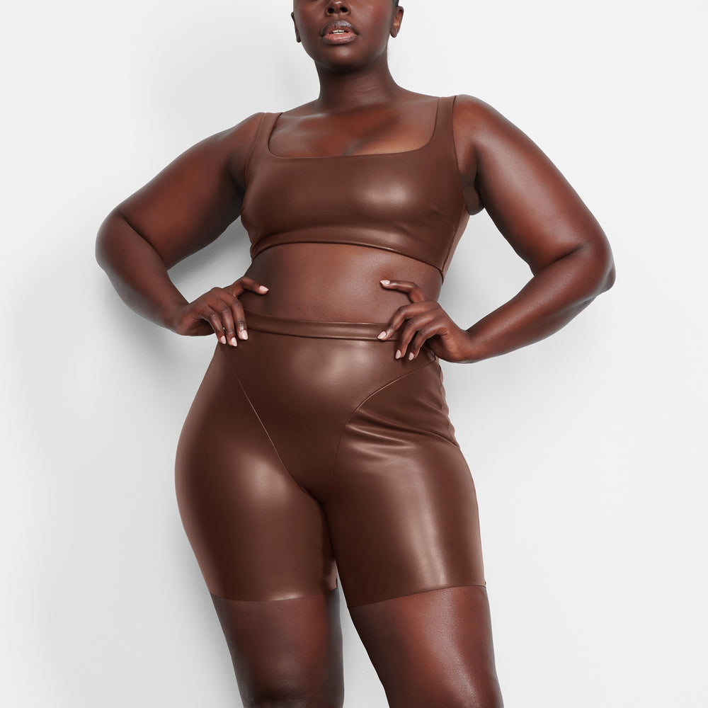 Skims FAUX LEATHER Bralette Chocola | 46UMQIEXP