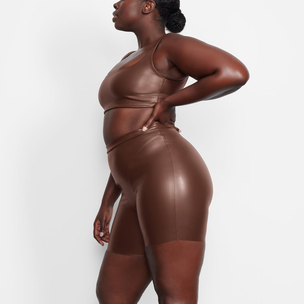 Skims FAUX LEATHER Bralette Chocola | 46UMQIEXP
