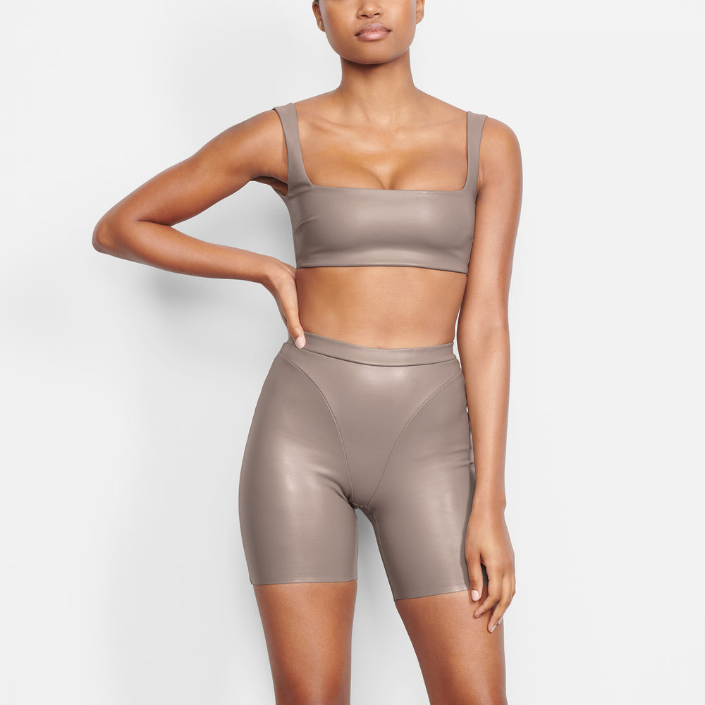 Skims FAUX LEATHER Bralette Zilver | 09BFKEPVQ