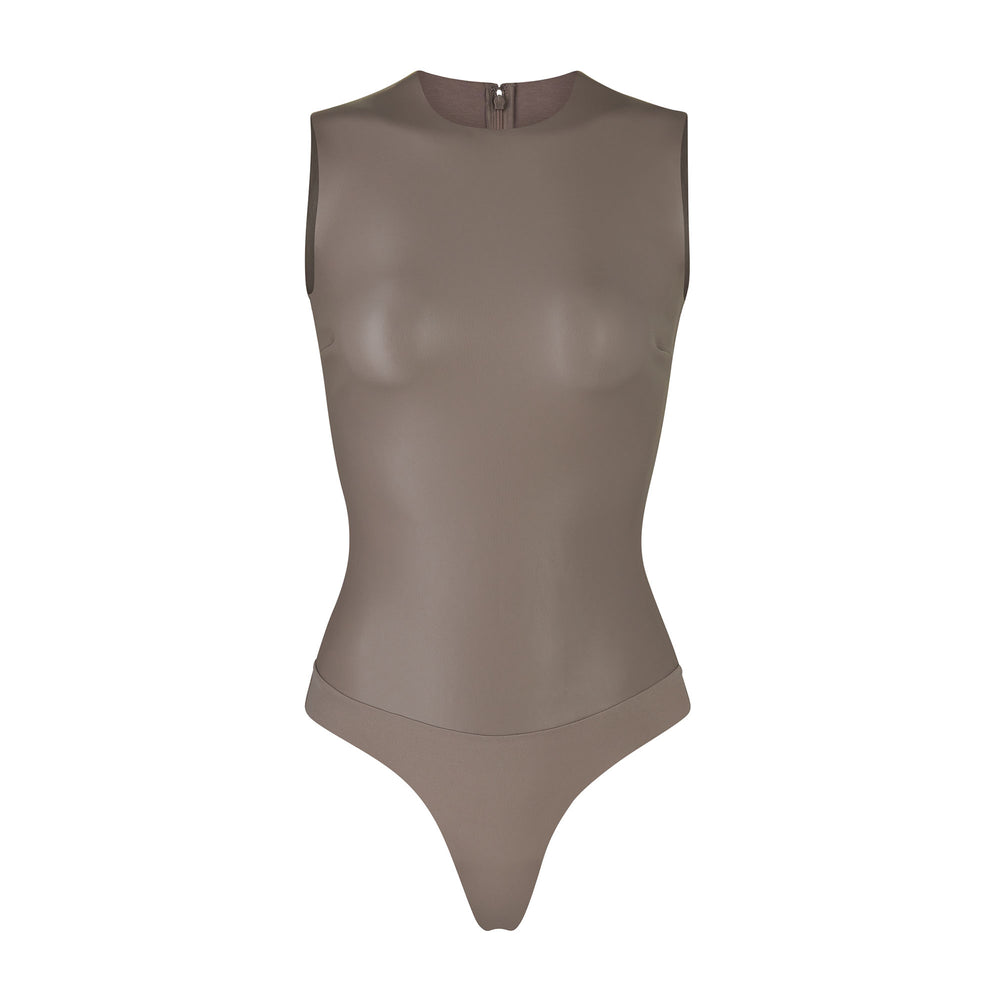 Skims FAUX LEATHER Crew Neck Bodysuit Zilver | 39UGOBYZX