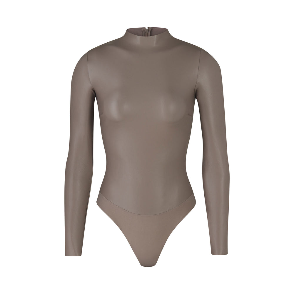 Skims FAUX LEATHER Mock Neck Bodysuit Zilver | 51PJDUYGA