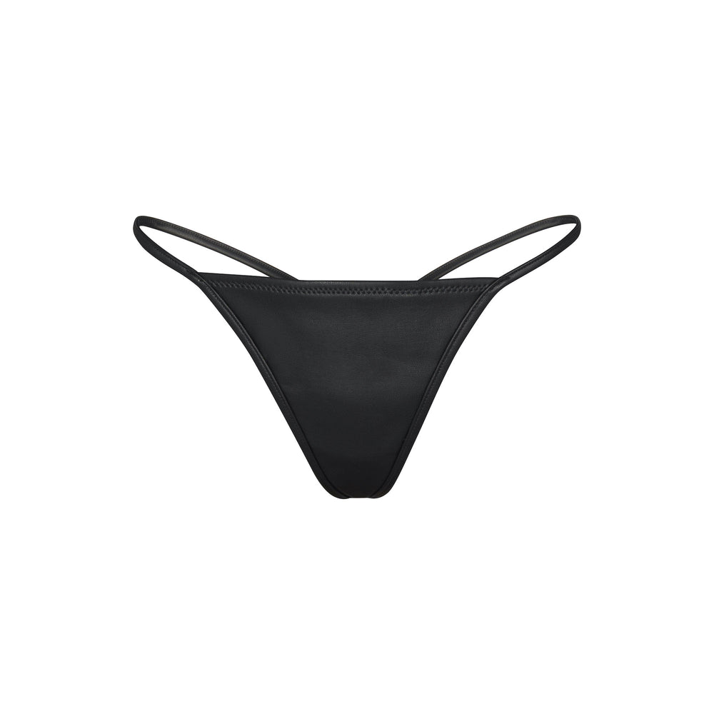 Skims FAUX LEATHER STRING Thong Zwart | 60ERPFCKX