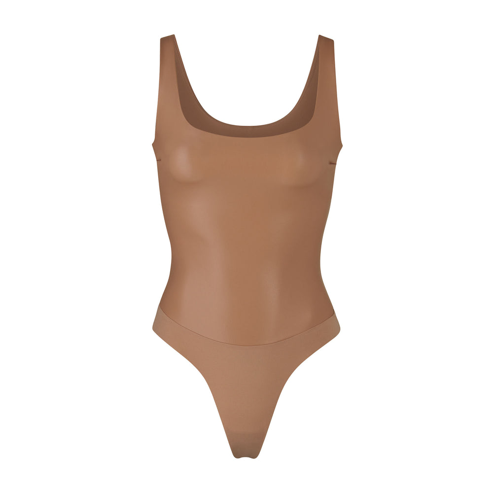 Skims FAUX LEATHER Scoop Neck Bodysuit Abrikoos | 49NRTUIXY