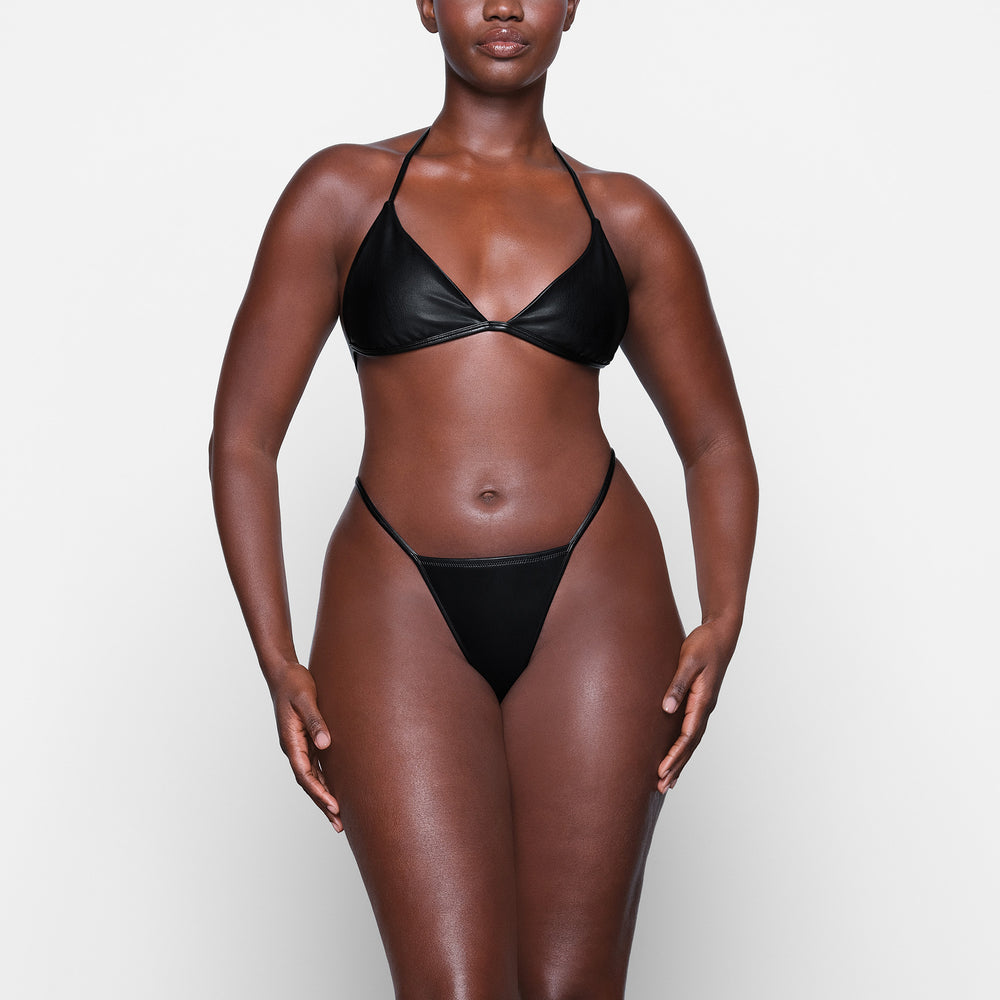 Skims FAUX LEATHER TRIANGLE Bralette Zwart | 87KMEXTJP