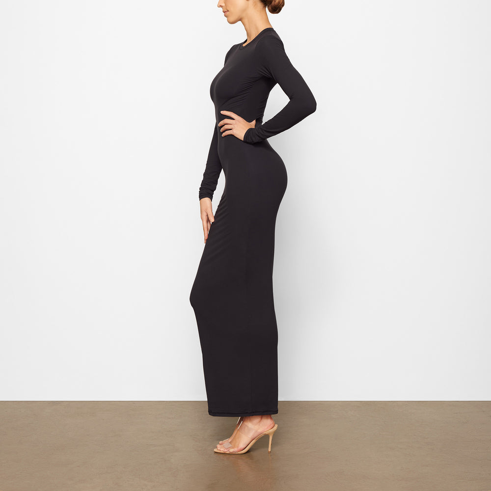 Skims FITS EVERYBODY CREW NECK LONG SLEEVE Jurk Zwart | 78RLOIHKV