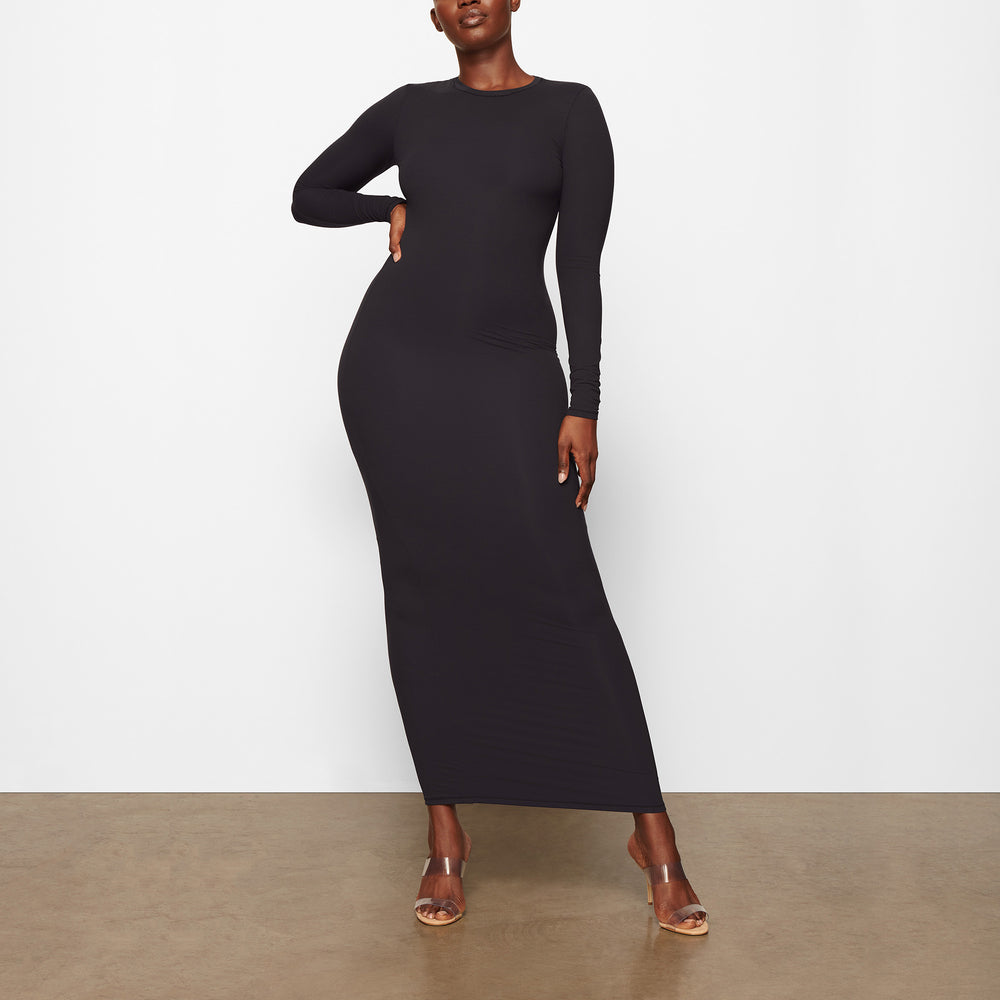 Skims FITS EVERYBODY CREW NECK LONG SLEEVE Jurk Zwart | 78RLOIHKV